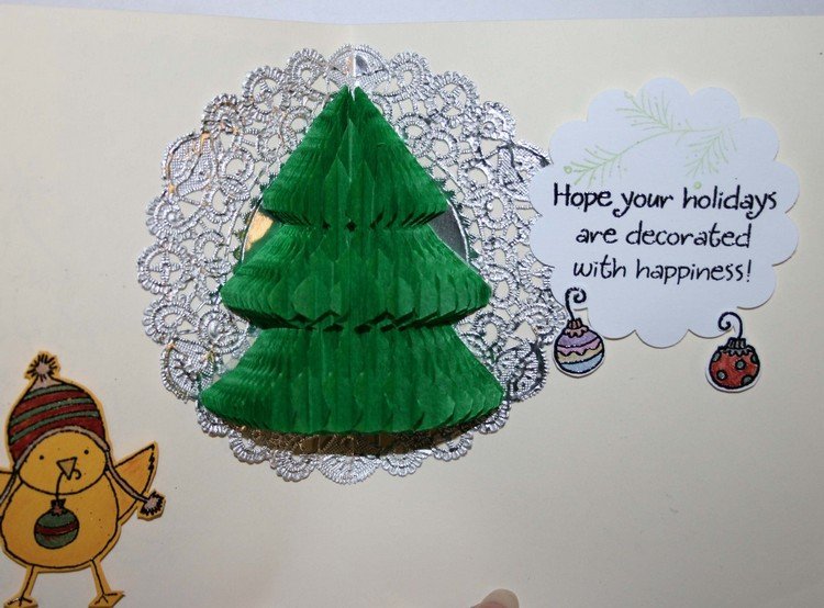 julkort-självdesign-pop-up-honungskaka-papper-grönt