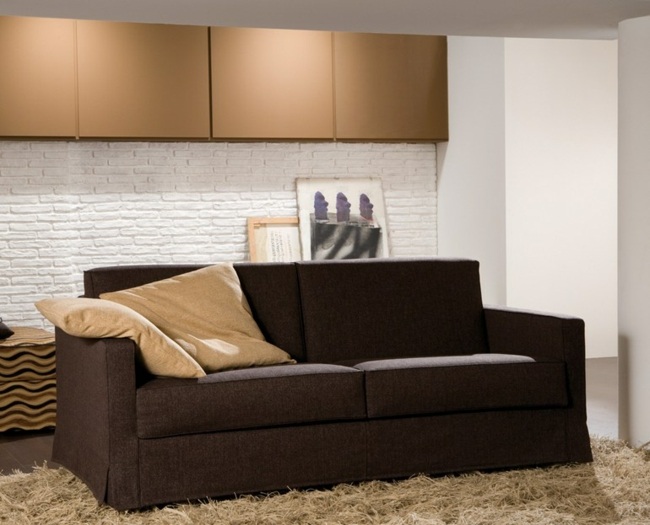Soffa design brun beige stoppade möbler modern