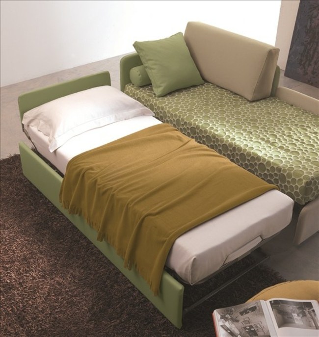 platsbesparande funktionella gröna sängkläder