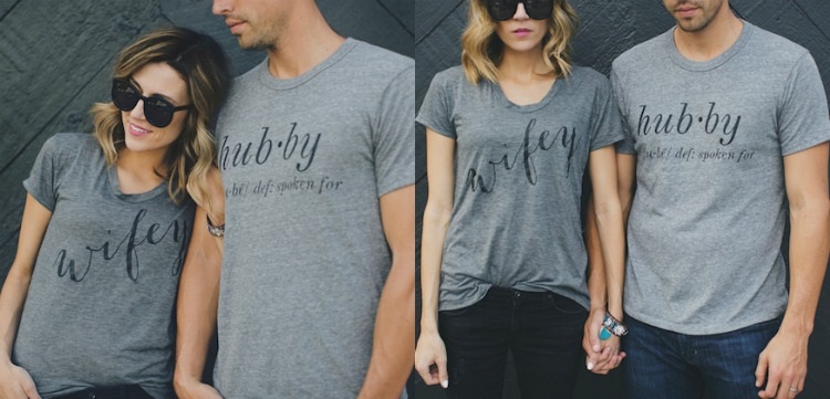 Par T-shirts-gör-det-själv-design-man-kvinna