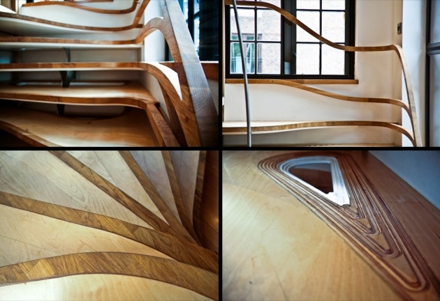 design trappor trä atmosfär studio flödande former steg konstruktion