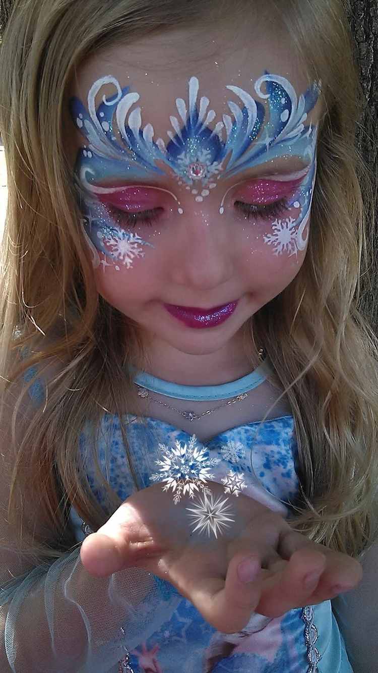 princess make up girl white blue glitter ice queen