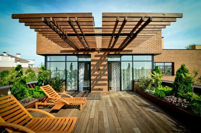 takterrass moderna blomkrukor-hållbar arkitektur