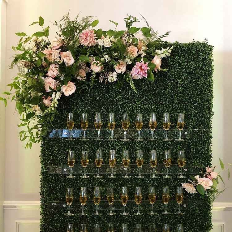 Blomma dekoration för champagne väggen för bröllopet