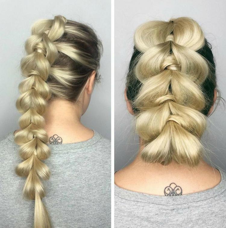 Pull-Through Braid Braid Hairstyle Instruktioner Updos för långt hår