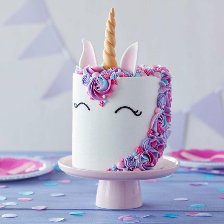 unicorn cake fondant gör dig själv dekorera rosa lila