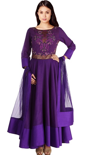 Violetti silkki Salwar -puku