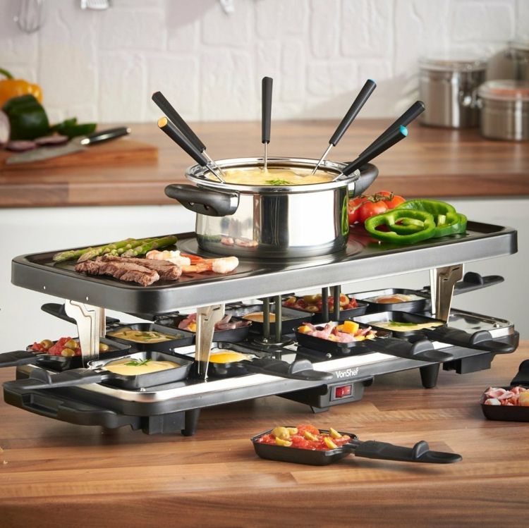 Raclette-ingredienser grill-köp-fondue-folk-familj-vänner