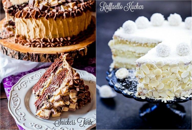 Raffaello tårta och Snickers tårta recept-idéer-utsökt-dessert-förberedelse