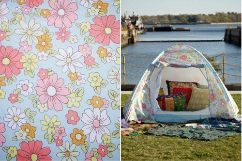 Dome tält design vintage stil blommönster