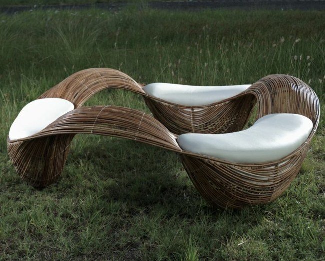 moderna sittplatser tre bänk bambu trä utemöbler set