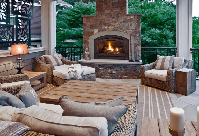 modernt utseende lounge möbler trä romantisk öppen spis