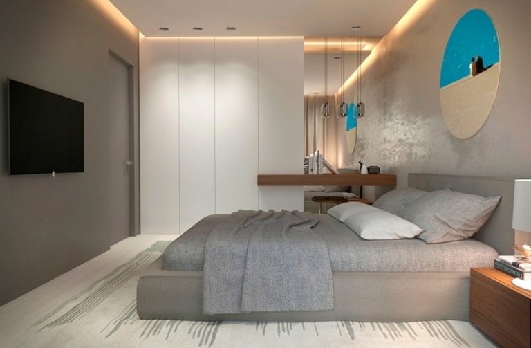 inredning-idéer-grå-vit-sovrum-bild-rundkantade möbler