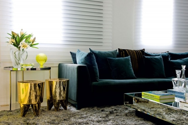 ljusa neonfärger design modern lägenhet soffa dekoration gul grön