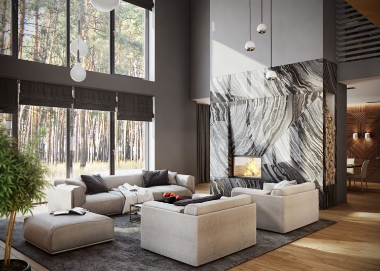 rumsdelare-glasblock-vardagsrum-fåtölj-soffa-väggbeklädnad-svart-marmor