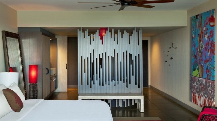 rumsdelare sovrum bänk vägg design metall