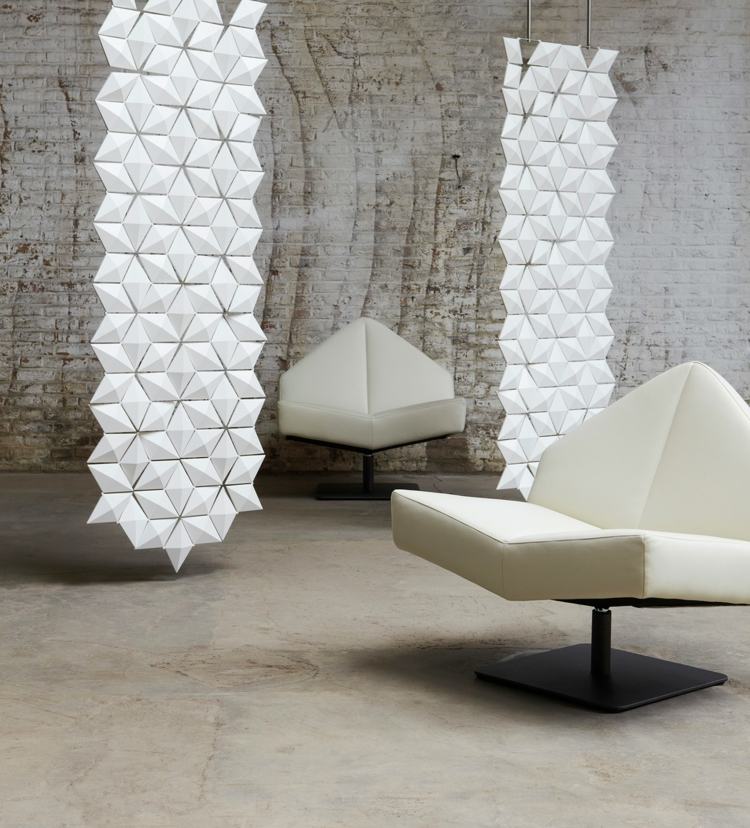 läder fåtölj form design rumsavdelare hängande vit 3d