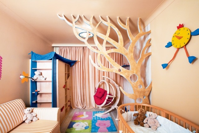 Rumdelare för barnrum-kreativ-design-trä-träd