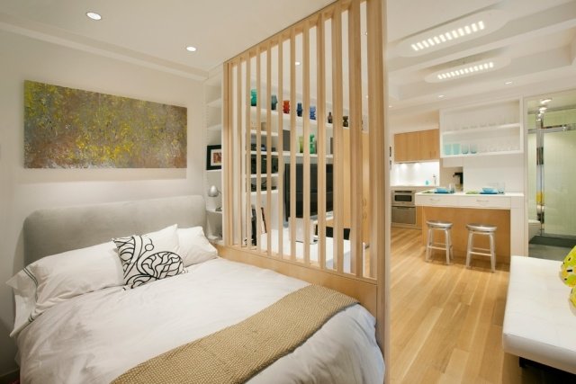 Idérumsavdelare för sovrum -trä vardagsrum-ett-rums lägenhet