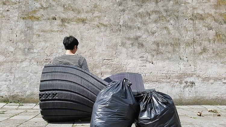 återvinning möbler plastavfall 3d -utskrift design bänk