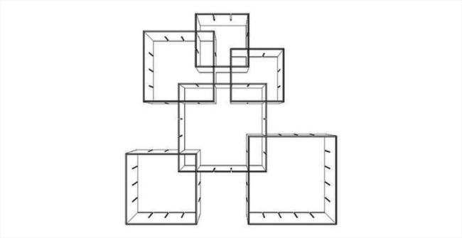 Modul kub hylla arrangemang mönster Konnex-Florian Gross-Gestaltung Wanddeko