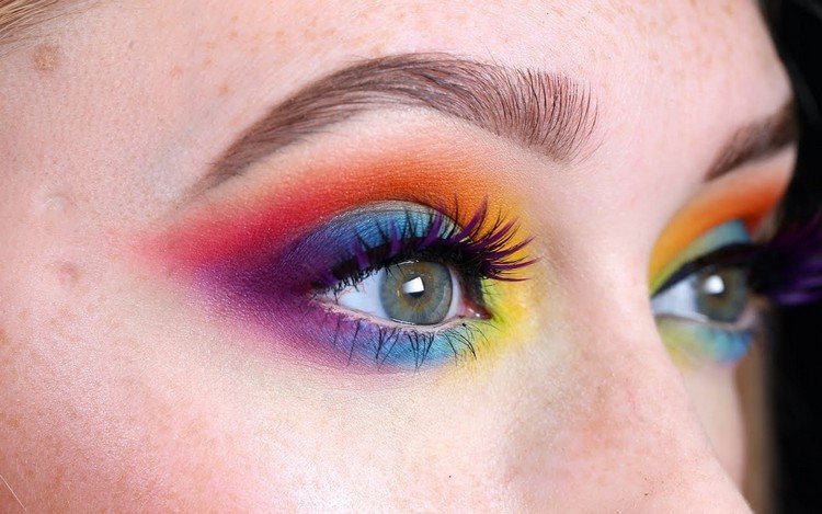 regnbågsfärger ögon makeup idéer karneval