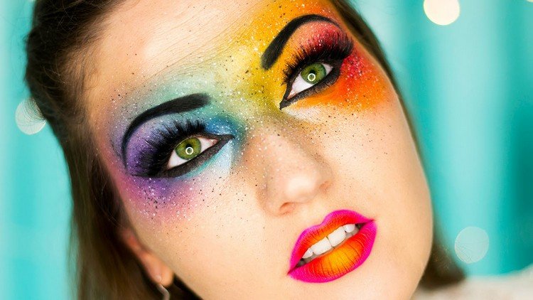 rainbow make up make-up idéer karneval färgglada