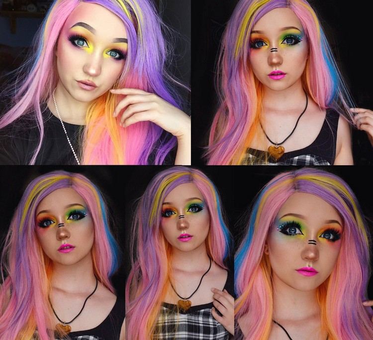 rainbow hair makeup karneval
