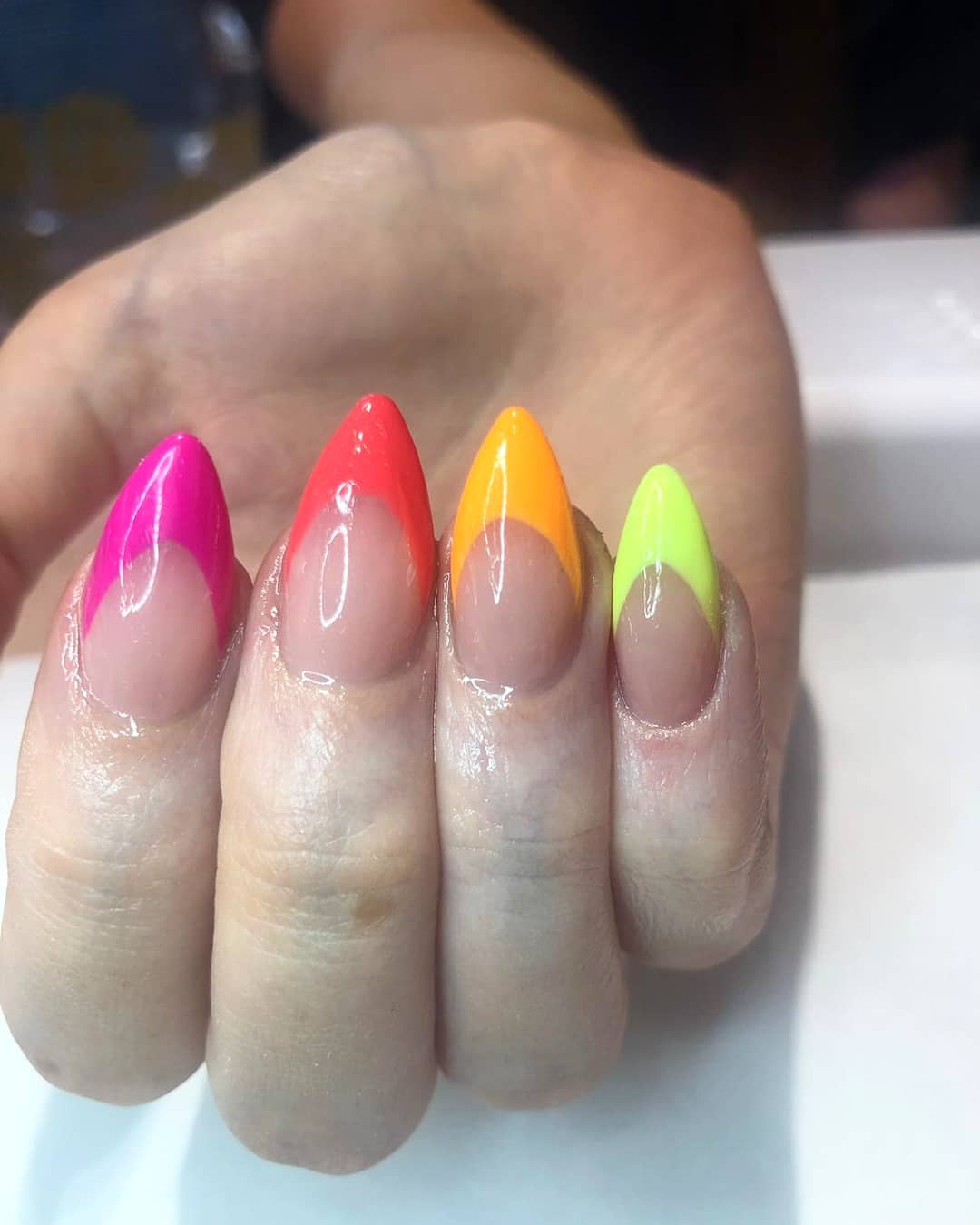 Gel Nails Rainbow Nail Trends French Nails Neon Colors Nagellack