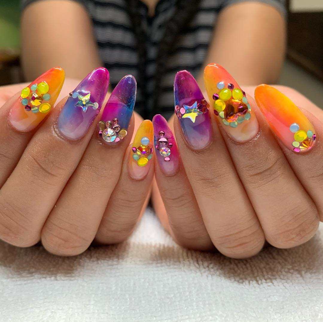 Rainbow glitter naglar gel naglar gelé naglar nagel trend