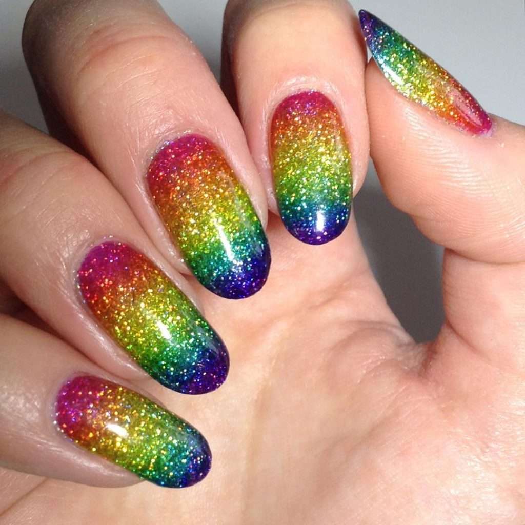 Glitter nagellack ombre nageldesign instruktioner neonfärger trender