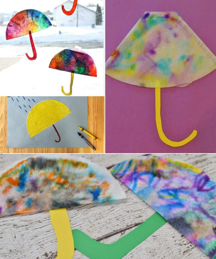 Idéer med kaffefilter - måla paraplyer med akvareller eller andra färger
