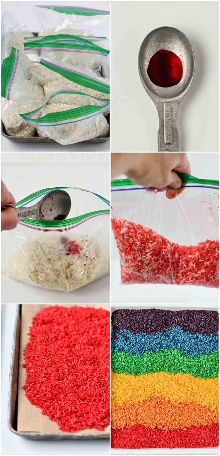 Risfärgningsinstruktioner med påskäggsfärger Rainbow ris
