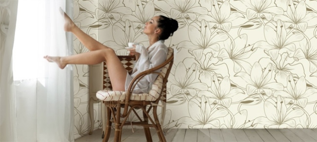 Dekorativa väggbeklädnader mönster beige tapeter design-elegant tunn-decoflor
