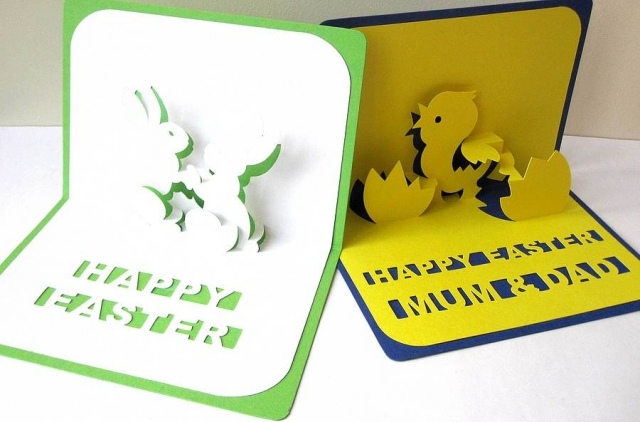 3D-kort-gör-det-själv med färgglada papper påskgåvor bordsdekorationer