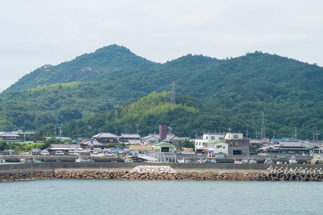 Teshima hamnstad renoverade hus konstmuseum japansk arkitektur traditionell