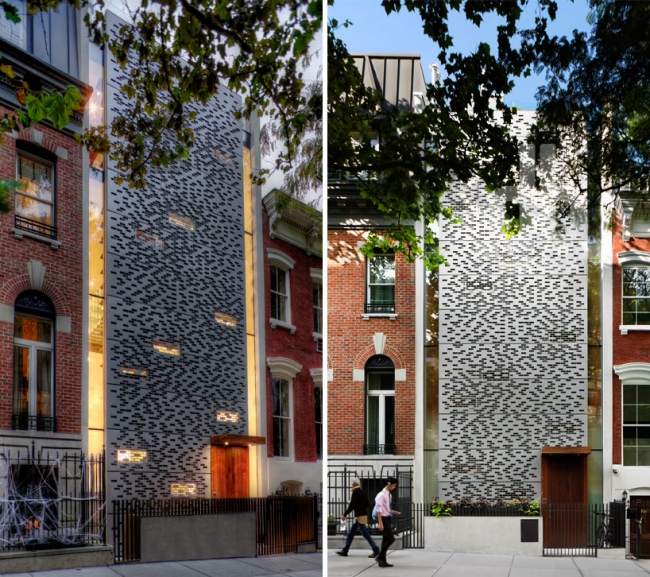 Modernt radhus i fasaddesign i glas-metall i New York