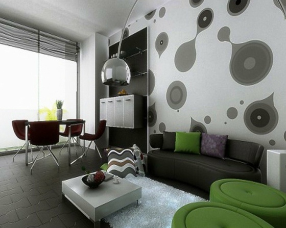svart-vit-möbler-möbler-med-figurer-retro-konst