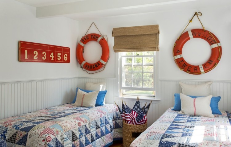 Livboj-dekoration-rum-barnrum-röd-blå-vit-amerika-flagga-lapptäcke-filt
