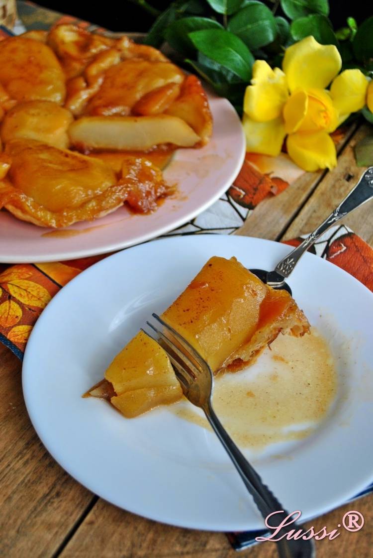 Recept-höst-dessert-päron-tårta-tatin-bit-läcker-bit-tårta-servering-dekoration
