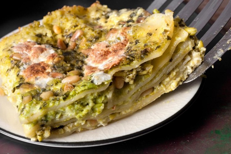vegetarisk lasagne pestobönor recept