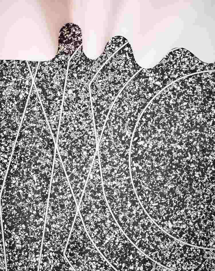 Terrazzo golv modernt svartvitt geometriskt mönster