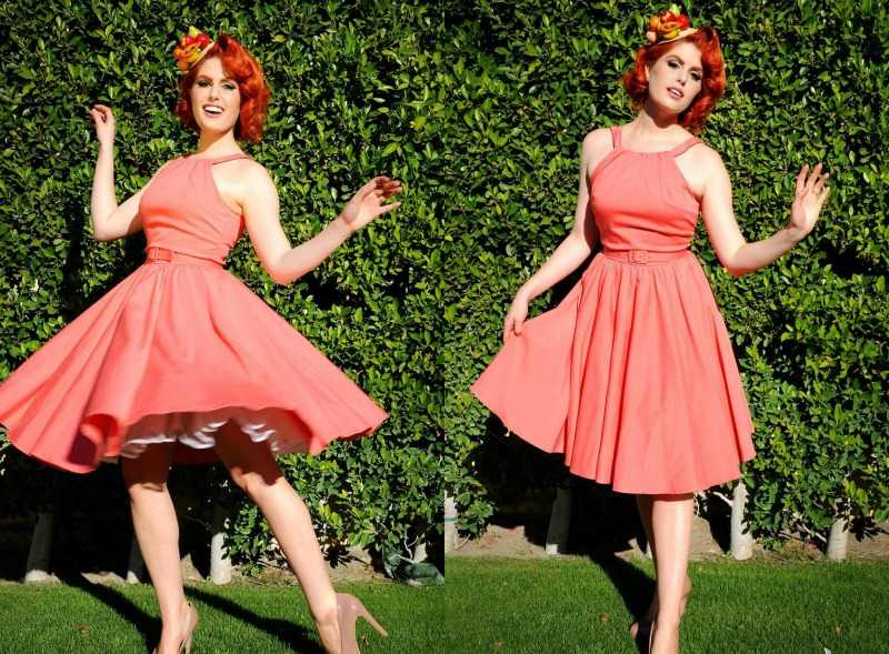Rockabilly klär vanligt-rosa-elegant-feminint