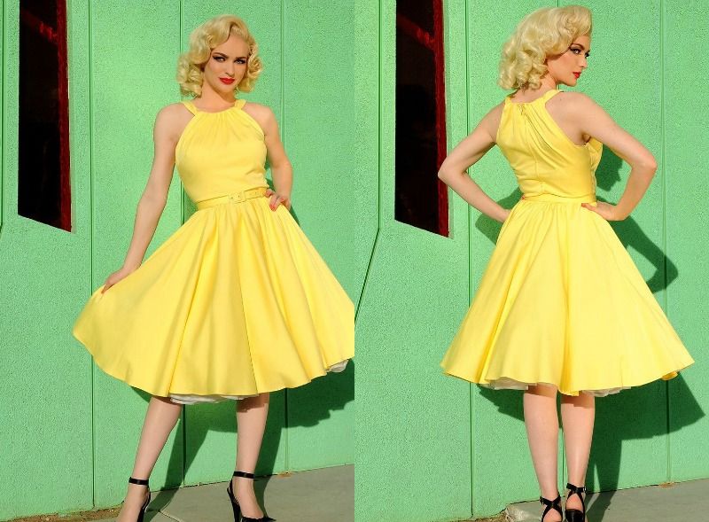 Rockabilly-klänningar-gul-underkjol-bröllop