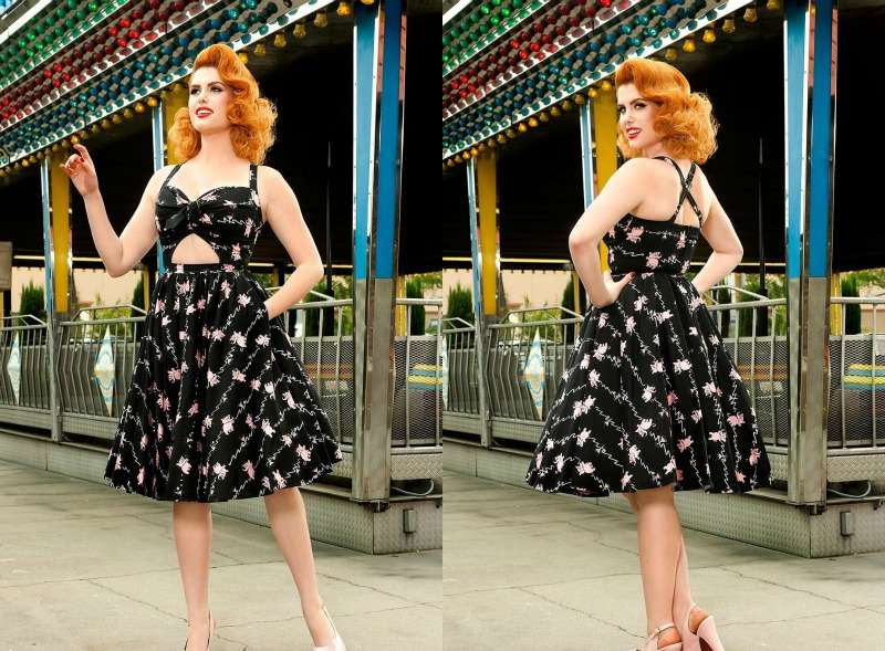 Rockabilly klänningar-svart-axelbandslös-fest-outfits