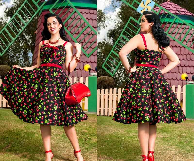 Rockabilly klär körsbärstryck sommar