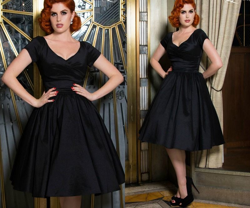 Rockabilly klänningar svarta ärmar kvällsklänning