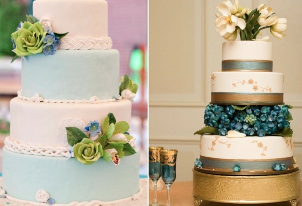 bakning blå tårta blommor dekorerade tårtställ vintage