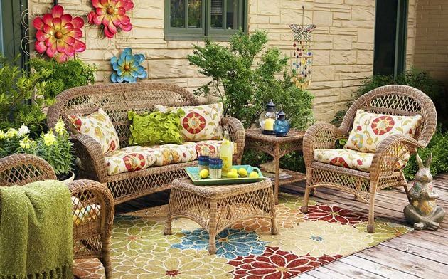 trädgård lounge möbler rotting brun soffa fåtölj bord pier1 import