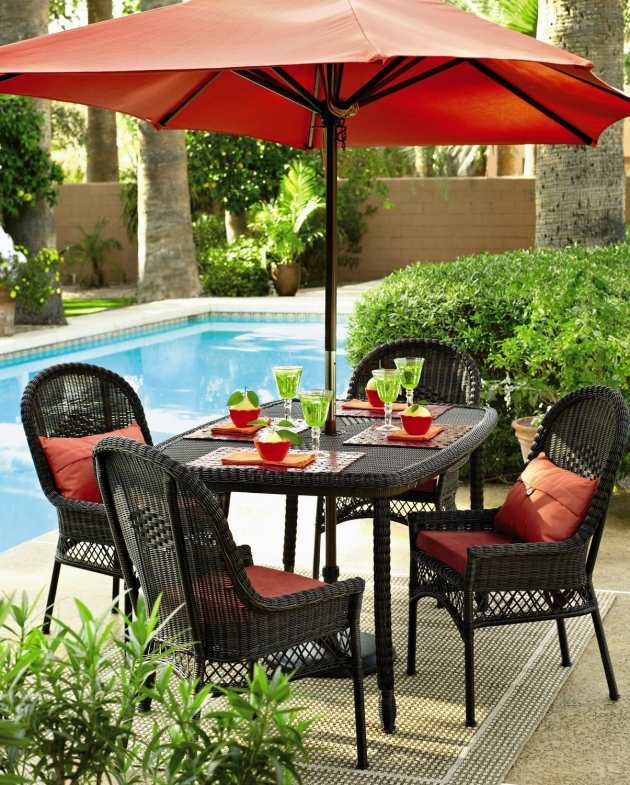 romantisk trädgårdsmöbler rotting svart matplats parasoll